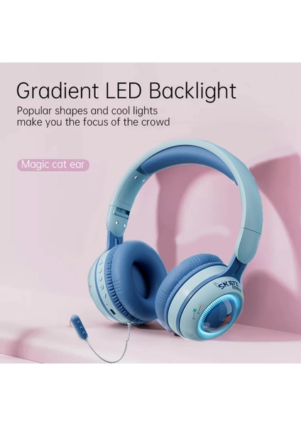KE21 Kablosuz Bluetooth Kulaklık LED Işık Çocuk Stereo Müzik Kulaklığı, Çıkarılabilir Mikrofonlu (Ce Belgeli)-Siyah (Yurt Dışından) fiyatları