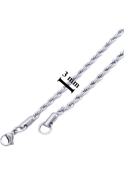 316l Çelik 2.5 mm Unisex Burgu Zincir 60 cm ZN-176 modelleri