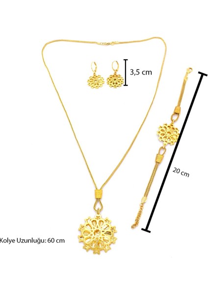 Altın Kaplama Yıldızlı Kolye Küpe Bileklik Set SET-122