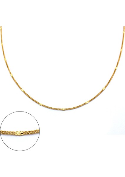 Altın Kaplama İnce İşlemeli Kadın Zincir 1mm 60 cm ZN-192