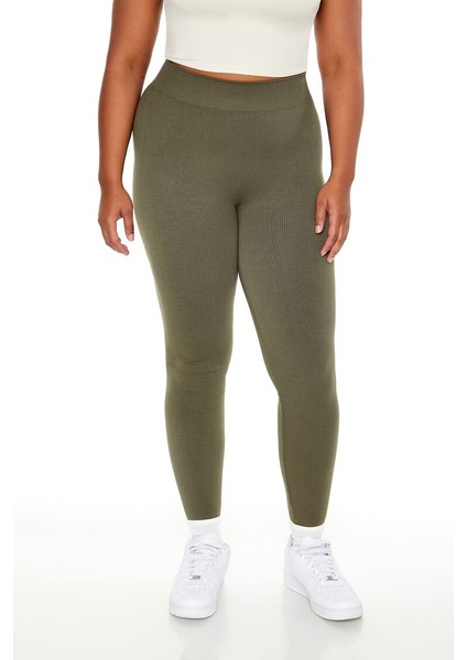 Plus Size Dikişsiz High-Rise Tayt