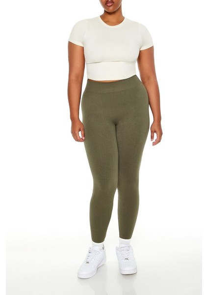 Plus Size Dikişsiz High-Rise Tayt