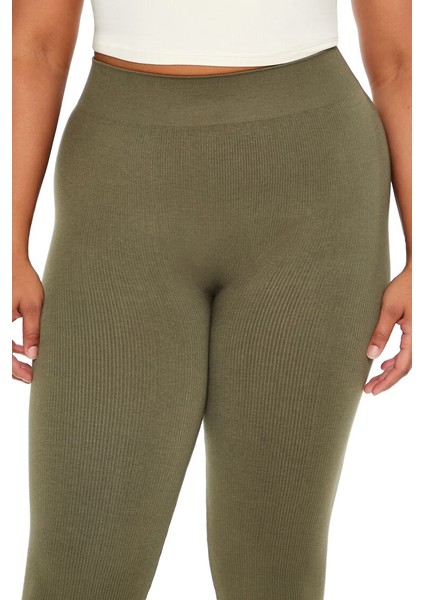 Plus Size Dikişsiz High-Rise Tayt