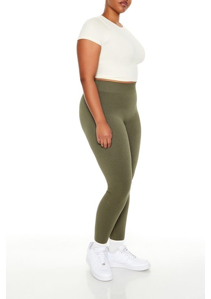Plus Size Dikişsiz High-Rise Tayt