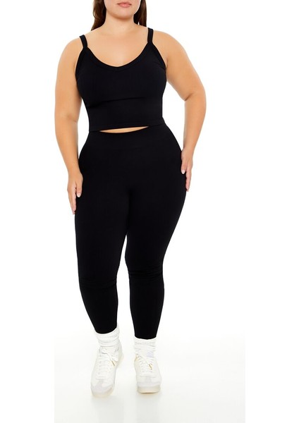 Plus Size Dikişsiz High-Rise Tayt