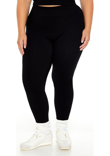 Plus Size Dikişsiz High-Rise Tayt