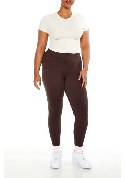Plus Size Dikişsiz High-Rise Tayt