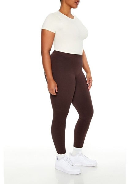 Plus Size Dikişsiz High-Rise Tayt