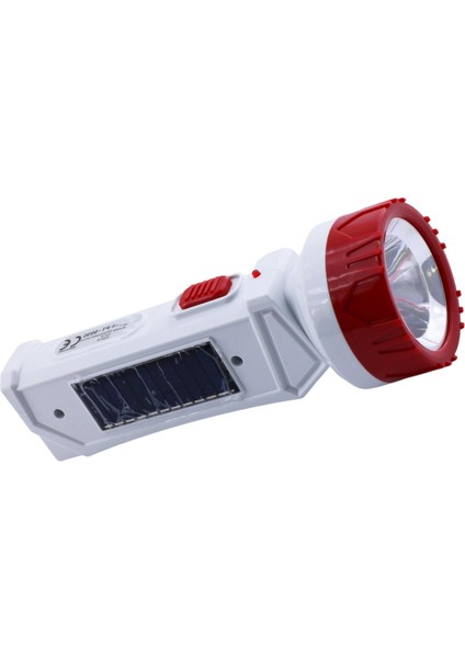USB Şarjlı - Güneş Enerjili El Feneri Kamp Lambası 2 Ledli Beyaz Işıklı Işıldak Portatif 300 Lümen