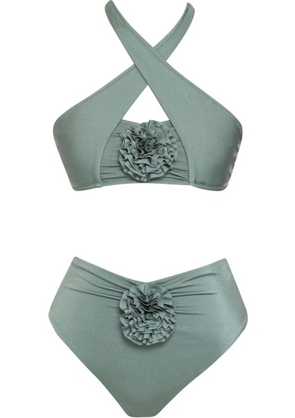 Çiçekli Çapraz Bikini Takım