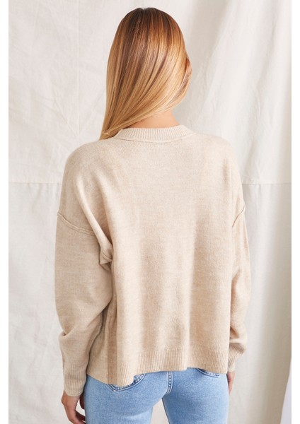 Önü Düğmeli Oversize Hırka