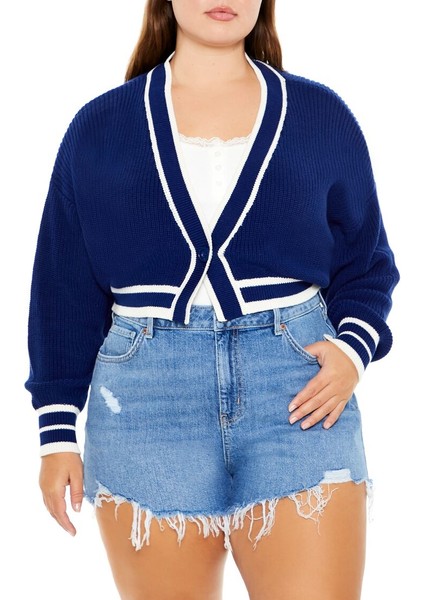 Plus Size Crop Hırka