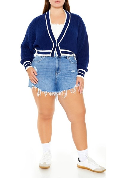 Plus Size Crop Hırka