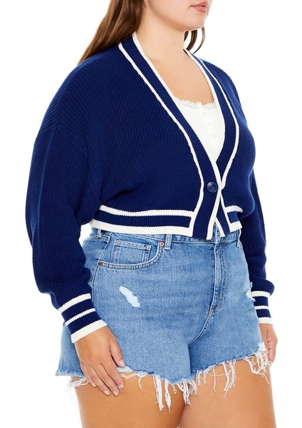 Plus Size Crop Hırka