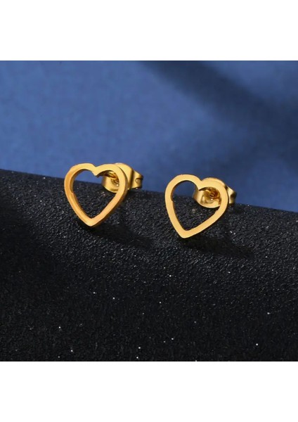 Gold Çelik Kalpli Kolye Küpe Kadın Hediyelik Set fırsatları