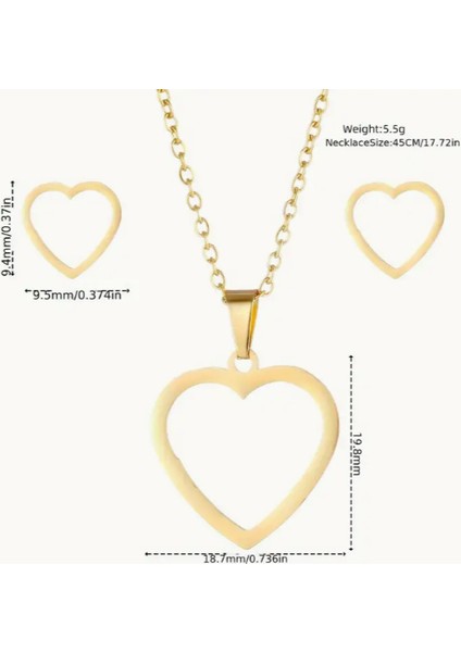 Gold Çelik Kalpli Kolye Küpe Kadın Hediyelik Set indirimleri