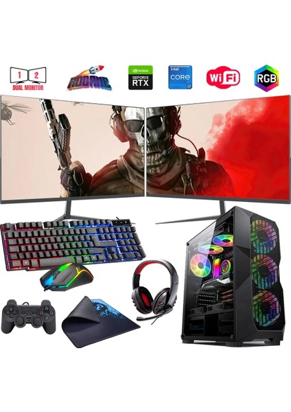 I7 13700F 32GB Ddr4 1tb M2 6gb RTX3050 Çift 24" Monitörlü (Gaming Set)