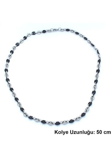 316L Çelik Siyah-Beyaz Zincir Erkek Set SET-137 indirimleri