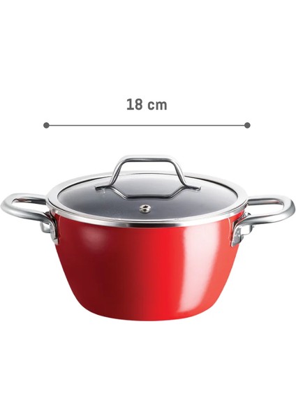 Titanyum Emaye Derin Tencere - Kırmızı - 18 Cm modelleri