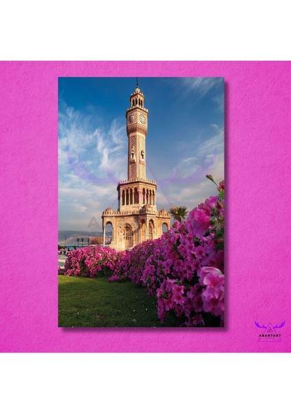 Tekli Dikey Kanvas Salon Tablosu Izmir Saat Kulesi Manzarası fiyatları