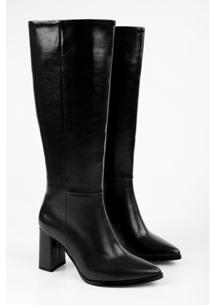 Kadın Brave Siyah Cilt Topuklu Çizme