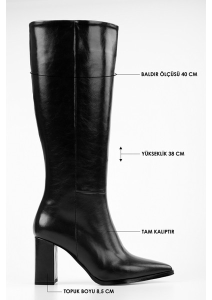 Kadın Brave Siyah Cilt Topuklu Çizme fiyatları