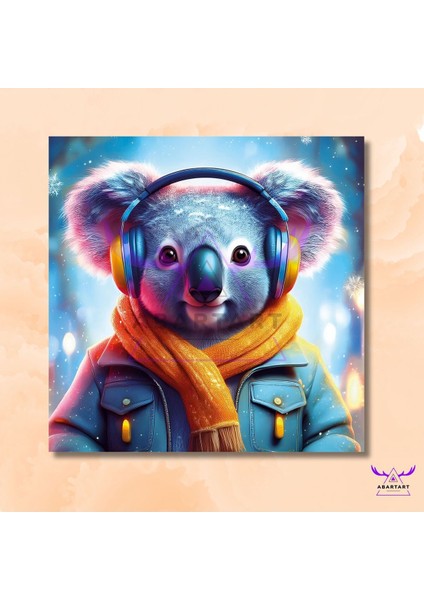Tekli Kare Kanvas Çocuk Odası Müzik Dinleyen Koala Tasarımı fiyatları