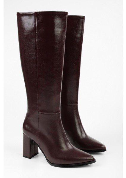 Kadın Brave Bordo Cilt Topuklu Çizme