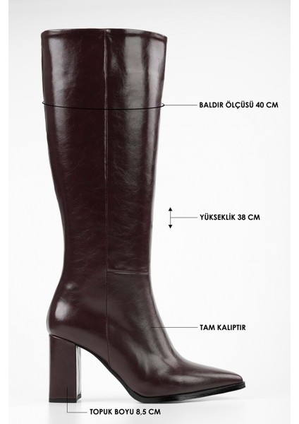 Kadın Brave Bordo Cilt Topuklu Çizme fiyatları