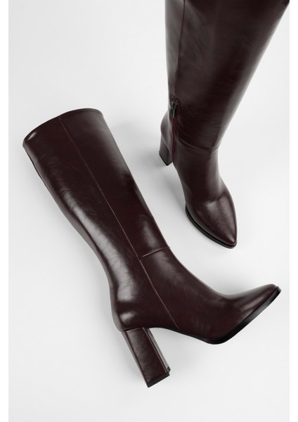 Kadın Brave Bordo Cilt Topuklu Çizme modelleri