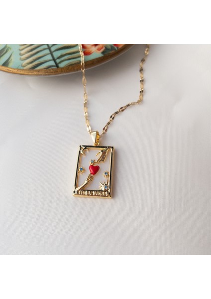 Paslanmaz Çelik Kırmızı Kalp Detay Love Tarot Kolye