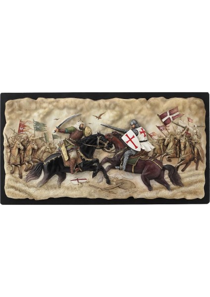 Koleksiyon Müslüman Haçlı Hıttin Savaşı Tablo Figür 42CM
