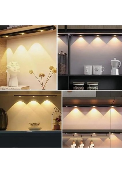 40 cm Hareket Sensörlü 3 Renk USB Şarj Edilebilir Aydınlatma Tezgah Altı Mutfak Merdiven Gardırop indirimleri