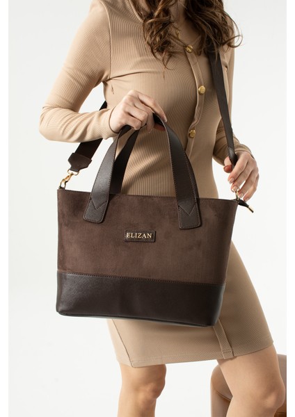 Kolon Askılı Geniş Iç Hacimli Kahve Süet Kadın Çantası