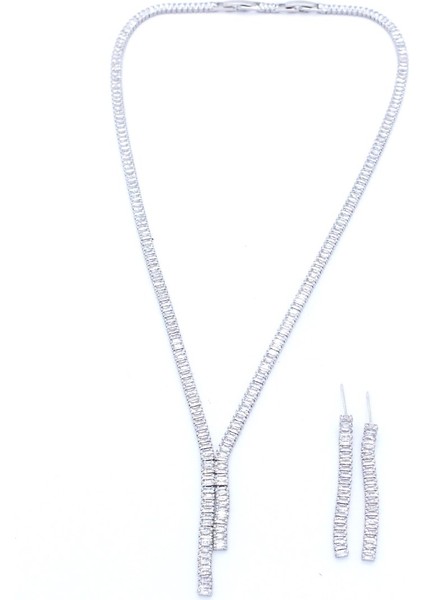 316L Çelik Zirkon Taşlı Su Yolu Kadın Set SET-143