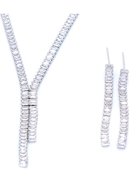 316L Çelik Zirkon Taşlı Su Yolu Kadın Set SET-143