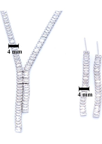 316L Çelik Zirkon Taşlı Su Yolu Kadın Set SET-143