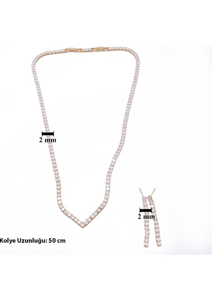 Altın Kaplama Rose Zirkon Taşlı Su Yolu Kadın Set SET-145