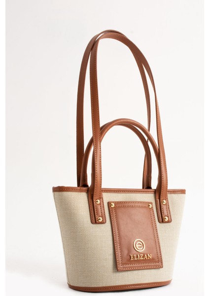 Mini Kova Modern Bej/taba Keten Çapraz Kadın Çantası fiyatları