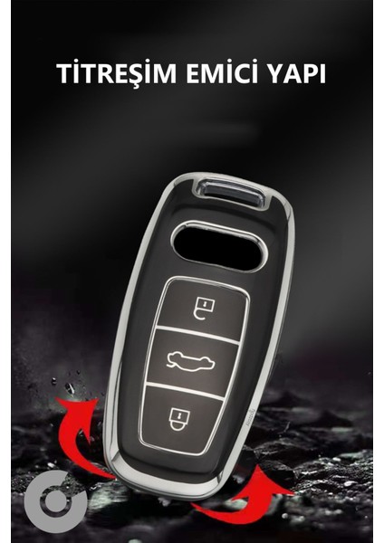 Audi A3 A4 A6 A7 A8 & B9 C8 4K D5 & S7 S8 & Q7 Q8 & E-Tron Tpu Anahtar Kılıfı (1 Adet)