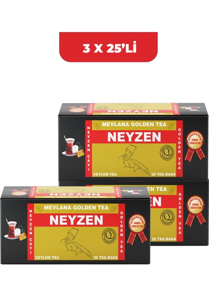 Sallama Mevlana Golden Tea Bardak Poşet Siyah Yaprak Çay 3 x 25'li