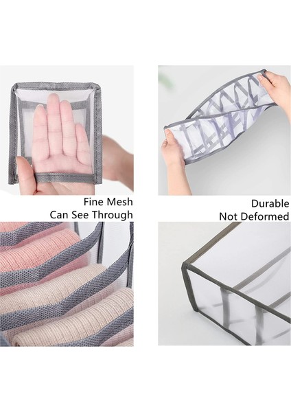 4 Set Iç Giyim Çekmece Organizatör Çorap Organizatör, Katlanabilir Naylon Mesh Dolap Organizatör Dresser Organizatör - Gri (Yurt Dışından) indirimleri