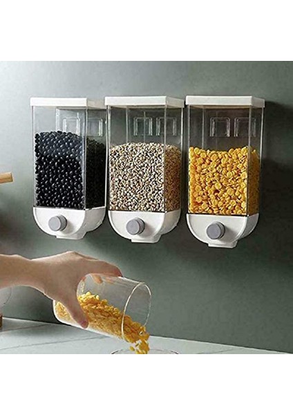 Duvara Monte Basın Tahıl Dağıtıcı Tahıl Saklama Kutusu Kuru Gıda Kabı Organizatör Mutfak Aksesuarları, 1500 Ml, 3 Adet (Yurt Dışından) modelleri