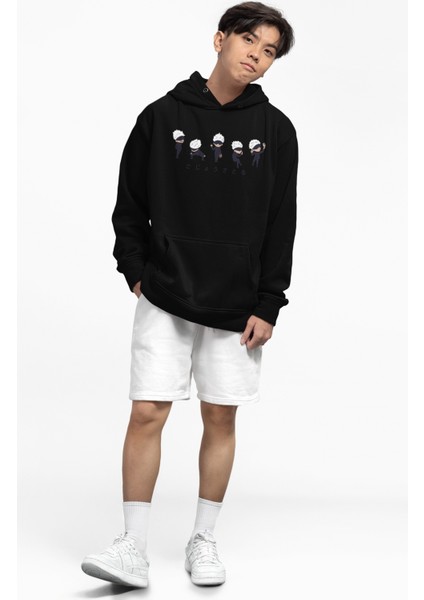 Jujutsu Kaisen Gojo Chibi Baskılı Kapüşonlu Sweatshirt, Unisex Oversize Anime Baskılı Hoodie fiyatları