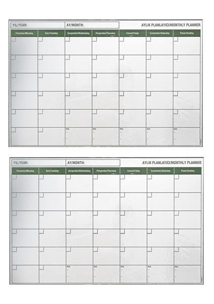 Manyetik Yapışkanlı Bir Aylık Program Planlayıcı Takvim 85X56 cm