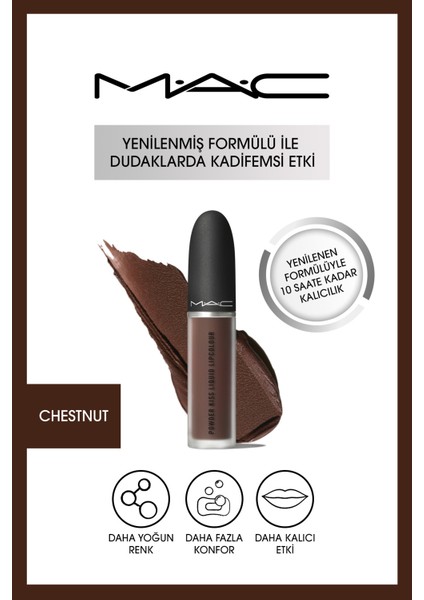 Powder Kiss Ağırlık Yapmayan Pudralı Mat Bitişli Ruj - CHESTNUT 5ML