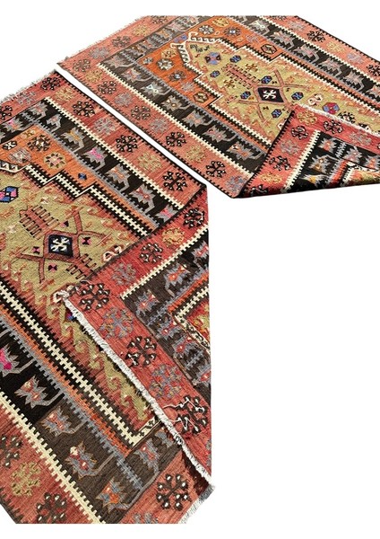 El Dokuma Çift Kuruhüyük Kilimi 120 x 180 Kök Boya Yün Kilim