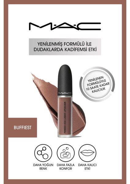 Powder Kiss Ağırlık Yapmayan Pudralı Mat Bitişli Ruj - BUFFIEST 5ML