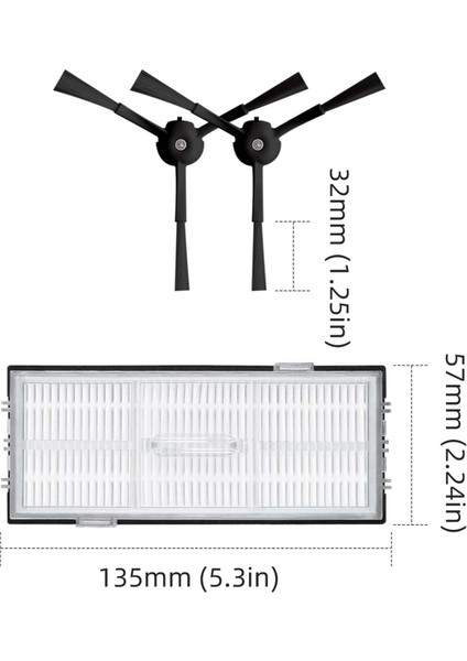 Roborock Q8 Max,q8 Max+ Için Yedek Yedek Parça Rulo Ana Yan Fırça Hepa Filtre Aksesuarları (Yurt Dışından)