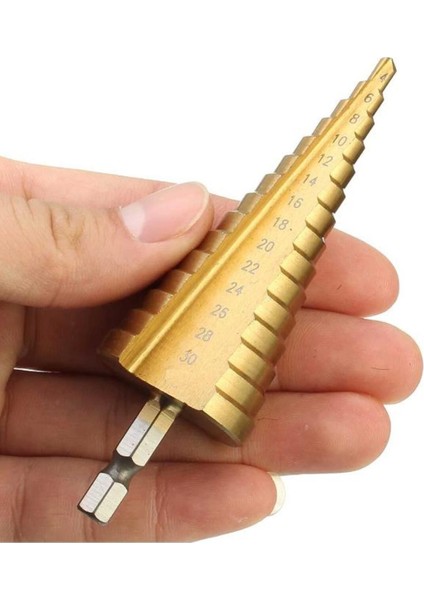 Matkap Ucuna Takılan Kademeli Sac Delme Ucu Kademeli Sac Metal Delici Uç 4-30 mm - 1 Adet
